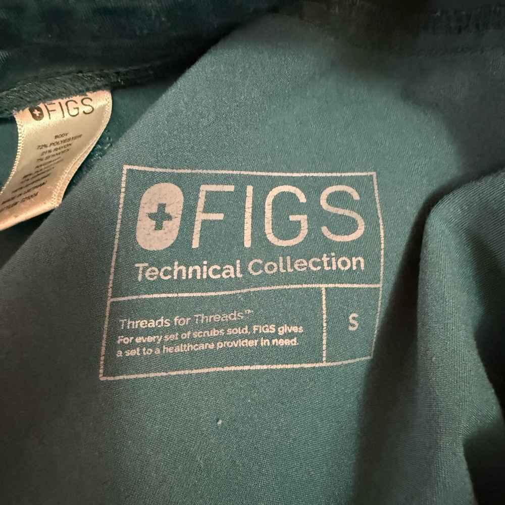 Figs Straight Leg Scrub Pants in Teal with Mint Drawstring - Picture 4 of 4